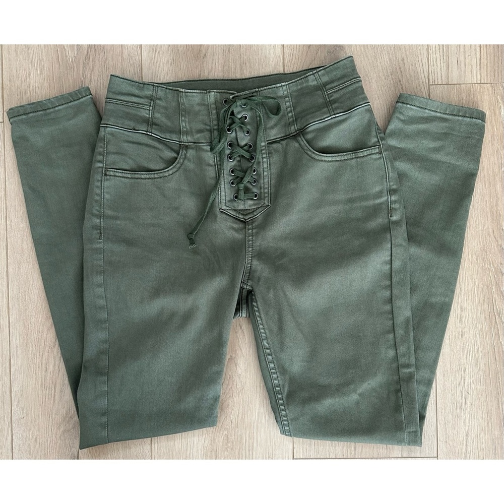 Free People We The Free Lace Up Green Pants CRVY